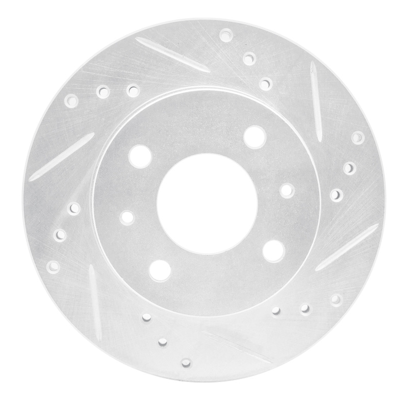 Nissan 200SX Brake Rotor (1) - Front Right - R1 Concepts - Drilled & Slotted - Silver - `95-`00